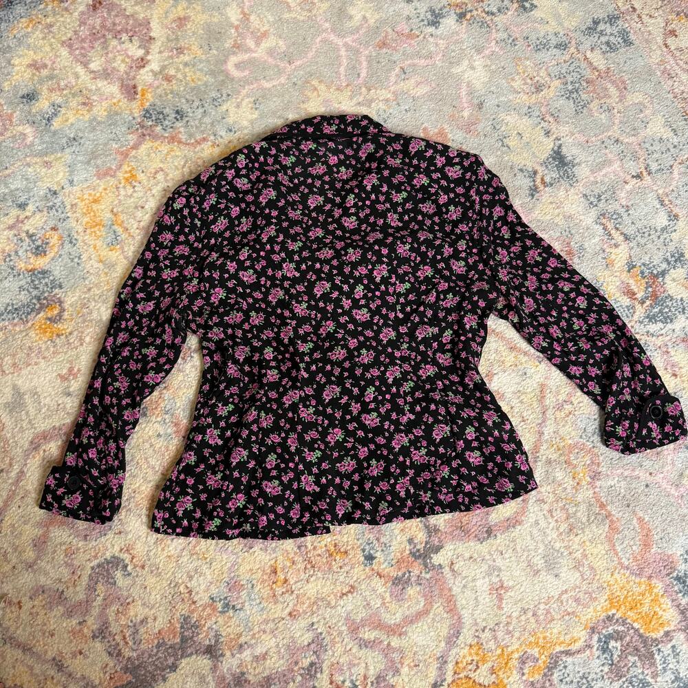 Vintage 90s / Y2K purple and black floral silk blazer - Picture 7 of 8